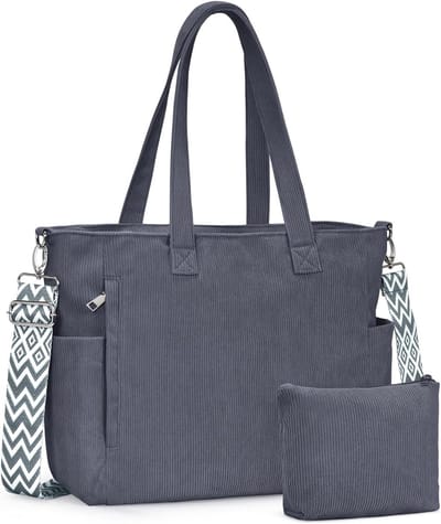 Dames Tote Bag en Schoudertas met Verstelbare Schouderriem - Ruime Handtas voor Winkelen en Reizen, Donkergrijs, Maat L