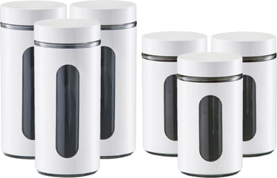 Zeller - 6x keuken voorraadpotten rvs - 2 formaten 900 ml en 1200 ml