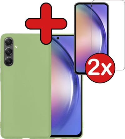Hoesje - Met 2x Screenprotector - Geschikt voor Samsung Galaxy A54 - Sterk & Shockproof - Telefoon Hoes - Back Cover - Siliconen Case - Telefoonhoes - Groen
