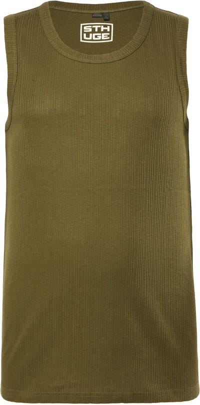 STHUGE - Heren - Tanktop structuur jersey - Dennengroen - Maat 3XL