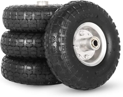 Luchtbanden Set - Vervangingswielen - Steekwagen Gebruik - Verdikte Rubberlaag - 4 Stuks 10 Inch - Zwart