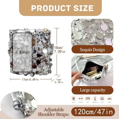 schoudertas voor dames, glitter pailletten, crossbody schoudertas glitter mobiele telefoon om om te hangen mobiele telefoon schoudertas crossbody schoudertas voor dagelijks gebruik
