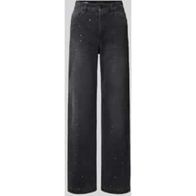 straight fit jeans van katoenmix met all-over strass-steentjes
