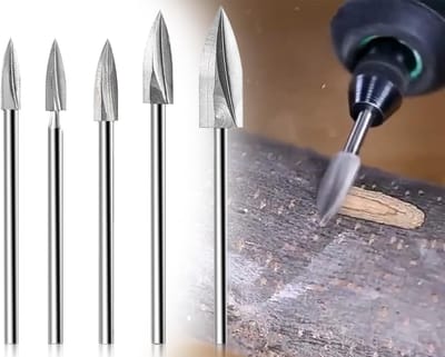 Dailygoods- Houtsnijgereedschap 5 stuks - Graveergereedschap - Snijmes/Graveerboor - Houtfrees - Booraccessoires - Tricuspidal-ontwerp - Hoogwaardig materiaal