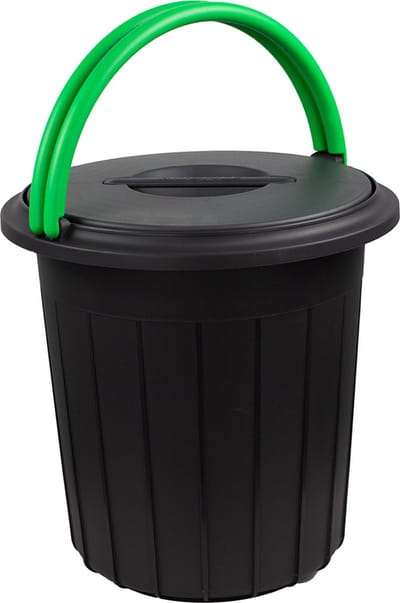 Eco Solution, Afvalemmer met Handvat 16L - Prullenbak met Deksel voor Afvalscheiding - Groen/Zwart - Afvalscheidingprullenbakken - Recycle – Afvalbak - Vuilnisbak – Vuilnisemmer – Sorteerafvalemmer - Kantoor – Keuken