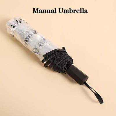 Paraplu Schattige Panda, Bruine Beer, Roze Konijn Transparante Automatische Paraplu Lichtgewicht opvouwbare paraplu Reis foto paraplu white