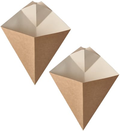 Frietzakken - Patatzakken - Puntzakken - 100x stuks - karton met saushouder - 27 X 21 cm - 300 gram - Snacks serveren