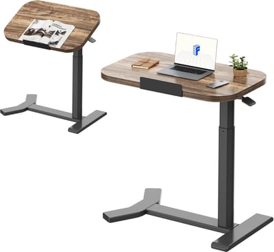 Stabureau boven bed - Verstelbaar bureau - Werken en eten - Soepele hoogteverstelling - 60x40 cm - Bruin