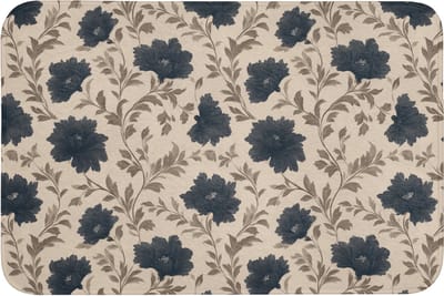 Badmat 90x60 cm - Antislip - Motief - Bloemen - Zwart - Beige - Badmatten voor badkamer - Badkamermat - Douchemat - Badkamer mat
