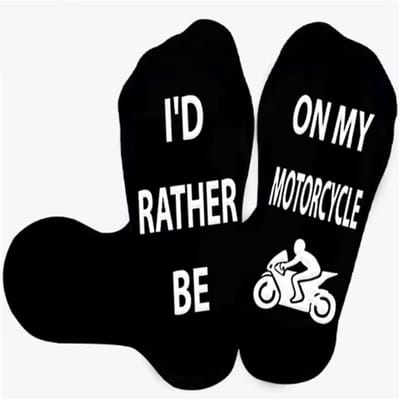 SilverAndCoco - Ik ga liever Motor Rijden Sokken / Gekke Vrolijke Foute Kleding / Leuke Grappige Happy Dikke Heren Man Socks / Huissokken Verjaardag Geschenk Sok Outfit Katoen / Mannen Sinterklaas Schoen Kerst cadeau