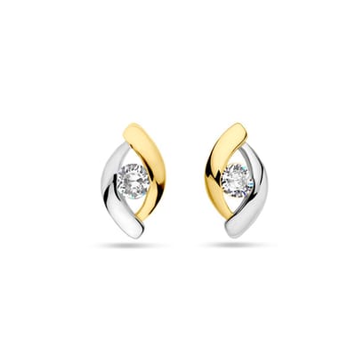 Zilver Verguld (Geel/Rhodium) Oorknoppen Zirkonia 1 Micron 2200463