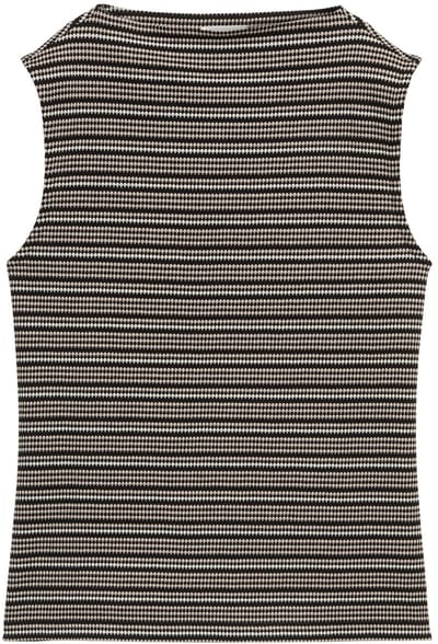 Tom Tailor - Jacquard top met opstaande kraag - Maat XL - black knit structure stripe