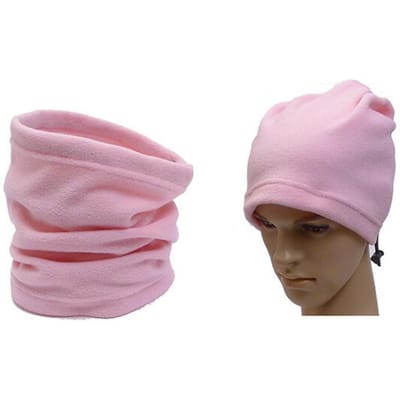 Unisex Mannen Vrouwen Thermische Warme Fleece Snood Sjaal Nekwarmer Beanie Ski Balaclava Muts roze