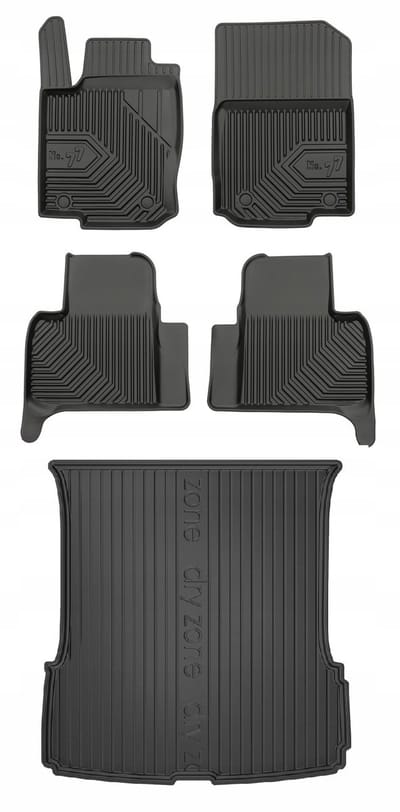 FROGUM - Voordeelset No.77 & DRY ZONE - Geschikt voor MERCEDES-BENZ GLS X166 (2015-2019) - 7-persoons - Rubberen matten + Kofferbakmat - Zwart