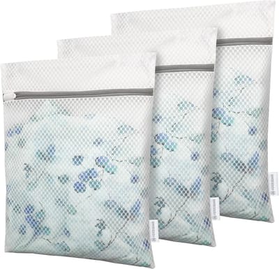 Thijox - 3 Premium Honingraat Delicates Waszakken met Rits - Reisopslag Organisatietassen voor Kleding - Ondergoed Lingerie Waszakken - Klein 30x40cm