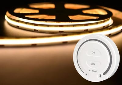 LED Strip COB - 10 Meter - Complete Set - 2700k - Warm Wit - 24V - 480LED/m - Met Draadloze Mi-Light(MiBoxer) Touch Wandbediening(Wit)
