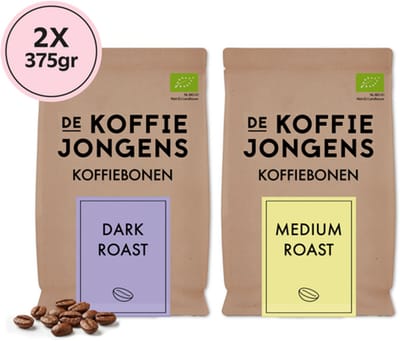 De Koffiejongens - Proefpakket - Medium Roast en Dark Roast - biologische koffiebonen - 2x375 gram