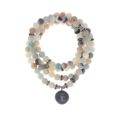 108 Mala Ketting Boeddha | 6mm Amazoniet Kralen Armband | Natuurlijke edelsteen | Frosted Naturel - Yoga - Meditatie - Buddha