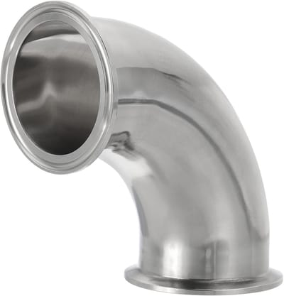 90 Graad Elleboog 2 1/2" (63mm) Buis OD, 304 Roestvrij Staal Sanitaire Pijp met Tri Klemmen voor Zuivel- en Voedselverwerking Systemen