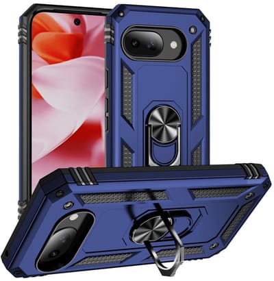 Coverup Hoesje - Geschikt voor Google Pixel 9a Hoesje - Coverup Armor Ring Kickstand Back Cover - Blauw