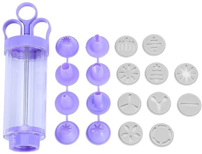 Dailygoods- Taartdecoratiegereedschap 19 Stuks Set - Koekjesmachine - Bloemenmondstukken - Bloemenpatronen - Kunststof - 250 ml Inhoud - Bakgereedschap