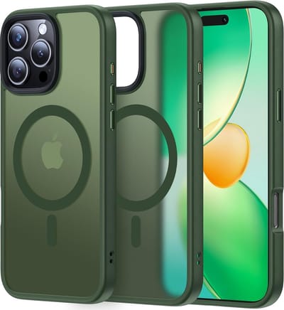 Hoesje Geschikt voor: Apple iPhone 16 Pro Max - Compatibel met MagSafe - Matte Beschermhoes - Back Cover met Magneet - Geschikt voor Draadloos Opladen met Magnetische Ring - Groen