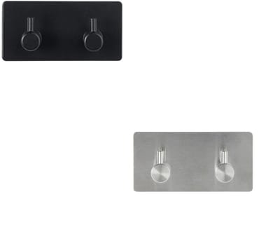 Zwart of Zilver dubbel handdoekhaakje zelfklevend Five® (kleurkeuze niet mogelijk) - Zelfklevend | Ophangen zonder boren