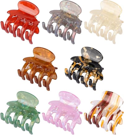 Set van 8 Haarspeldjes met Klauw in Marmerlook - Stijlvolle Accessoires voor Dik en Dun Haar