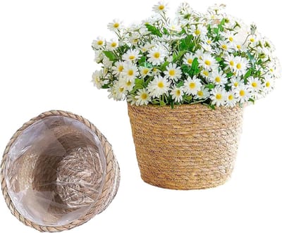 Omgoods - 2-delige Set Gevlochten Bloempotten van Rotan - Natuurlijke Plantenbakken voor Huisdecoratie