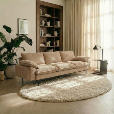 Organisch Hoogpolig vloerkleed Beige/wit Nesto Mrcarpet