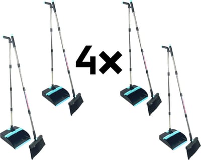 Synx Tools Stoffer en Blik met lange steel 121 cm - 4 Stuks - Veger en blik met lange steel - Stoffer & Blik Met Schoonmaaktanden - Verstelbaar tot 121 cm