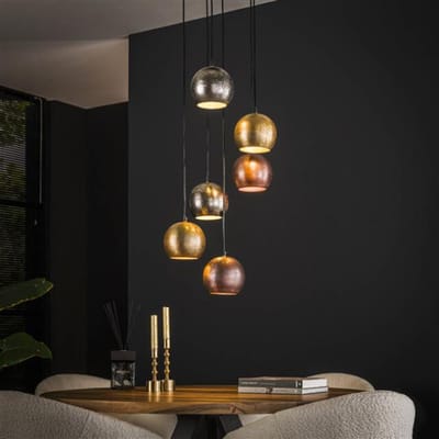 Hoyz hanglamp 6x bol getrapt metal print mat nikkel mix color