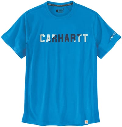 Carhartt Force Flex Block Logo Relaxed Fit T-shirt Met Korte Mouwen Blauw S