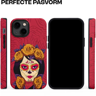 Casetastic hoesje geschikt voor Apple iPhone 13 mini - MagSafe - Dubbellaagse bescherming - Middernachtmasker - Fashion Case - Bordeaux Bruin Zwart