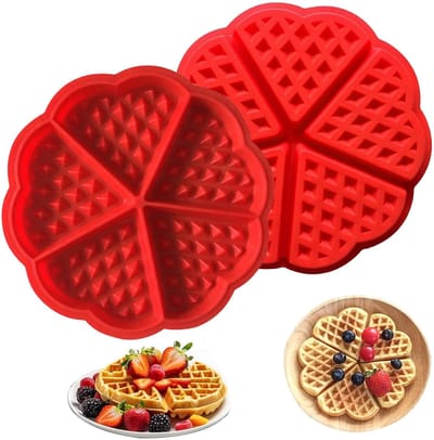 Golden crown - siliconen wafelvorm - hartvormige bakvormen - perfect voor zoete lekkernijen - 2 stuks - veelzijdig voor wafels en muffins - geschikt voo...