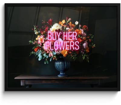 Poster in lijst - Fotolijst 70x50 cm - Posters - Quote - Bloemen - Vaas - Neon - Posterlijst zwart - Decoratie - Wanddecoratie woonkamer - Muurdecoratie slaapkamer