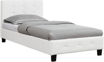 Gestoffeerd bed OHIO 90 x 200 cm, inclusief lattenbodem in wit