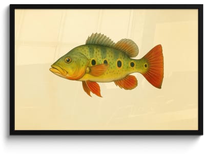 Poster in lijst - Fotolijst 90x60 cm - Posters - Schubben - Vis - Groen - Illustratie - Posterlijst zwart - Decoratie - Wanddecoratie woonkamer - Muurdecoratie slaapkamer