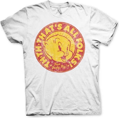 Looney Tunes Heren Tshirt -S- Porky Pig - That's All Folks! Wit