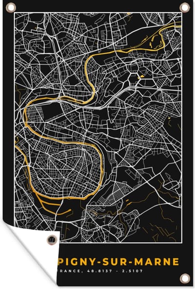 Muurdecoratie Champigny-sur-Marne - Stadskaart – Plattegrond – Kaart – Frankrijk - 120x180 cm - Tuinposter - Tuindoek