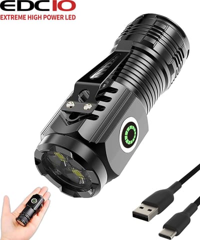 Zaklamp LED Oplaadbaar met 4 Standen - 2200 Lumen - 4,5 Uur Accu - Militaire Behuizing - Waterdicht IP65