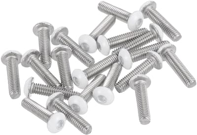 20 stuks M2,5 - 0,45 x 10 mm knop binnenzeskantschroeven, roestvrij staal, volledige schroefdraad, hoogglans meubelschroeven voor meubels en apparaten