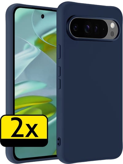 Hoesje - 2 Stuks - Geschikt voor Google Pixel 10 Pro - Sterk & Shockproof - Case Siliconen - Back Cover - Telefoon Hoes - Telefoonhoesjes - Donkerblauw