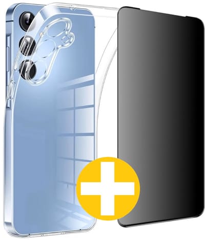 Hoesje en Privacy Screenprotector Combi Geschikt Voor Samsung A55 - Transparant Hoesje + Privacy Glas