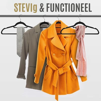 Premium Fluwelen Kledinghangers (50 Stuks) – Slipvast En Sterk Voor Jassen & Hoodies Met Extra Bindstaaf – Elegante Zwarte Kledinghangers Voor Intensief Gebruik