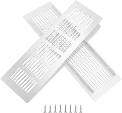 Ventilatierooster Rechthoekig Aluminium Zilver - 25x8 cm - Inclusief Schroeven voor Kast en Slaapkamer