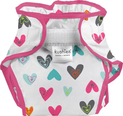 Kushies - Luier - Wasbaar Overbroekje - Meisjes - Hartjes - Maat 2 (4-10 kg)