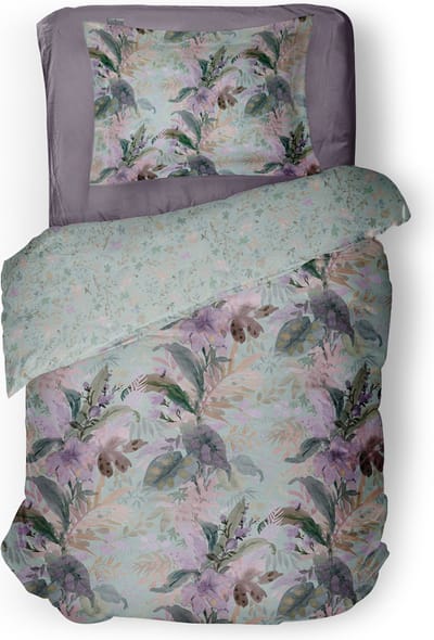 LINNICK Dekbedovertrek Katoen Gretal Bloom - Lilac - Dekbedovertrek 140x200/220cm - 100% Katoen - Eenpersoons - Dekbedovertrekken - Bloemen Dekbedovertrek