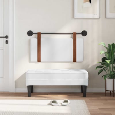 vidaXL - Hangend - hoofdbord - Wit - Antiek - PU