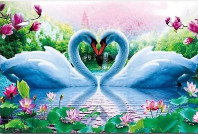 TOPMO- Love Zwanen - 40X50CM- Diamond painting pakket - HQ Diamond Painting - VOLLEDIG dekkend - Diamant Schilderen - voor Volwassenen – ROND